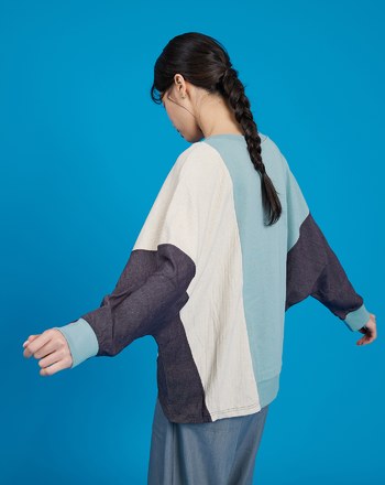 YUMMY CAKE異材質拼色連袖T恤(兩色)