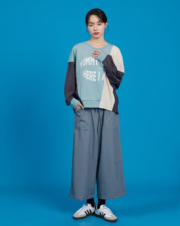 YUMMY CAKE異材質拼色連袖T恤(兩色)