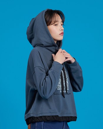 五星好評皺皺下襬貼布帽T(兩色)