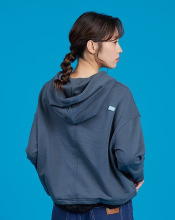 五星好評皺皺下襬貼布帽T(兩色)