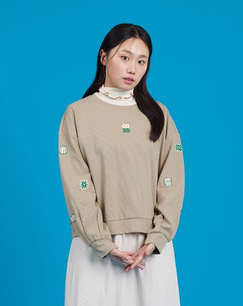 甜點繡花拋拋袖針織大學T(兩色)