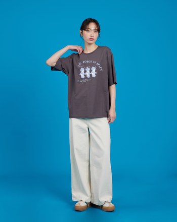 ➤太空機器人寬鬆印花T恤(兩色)