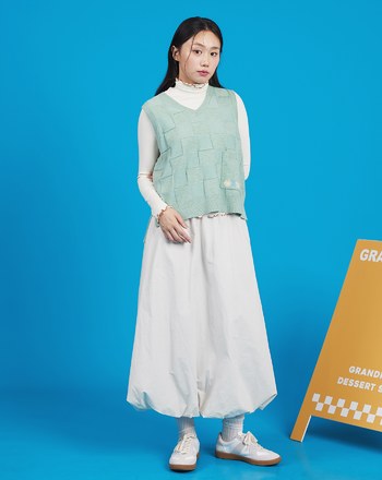 綠豆椪摩斯密碼棋盤格毛衣背心(兩色)