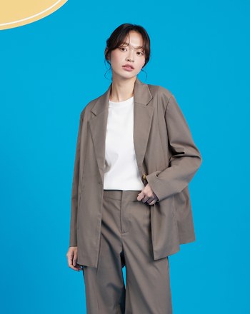 率性單扣大翻領西裝外套(兩色)