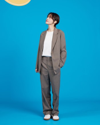 率性單扣大翻領西裝外套(兩色)