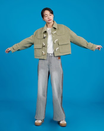 牛角釦毛呢短版外套(兩色)