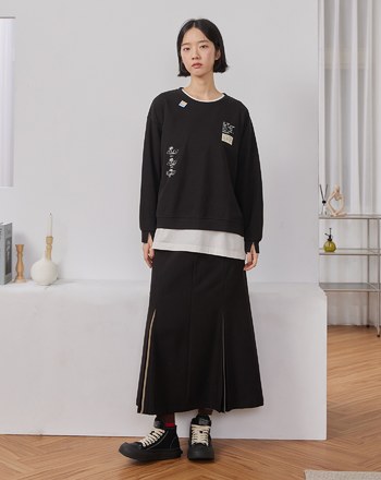 配色邊造型修身魚尾裙(兩色)