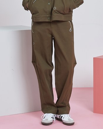 太空行星軌跡剪接打褶直筒褲(兩色)