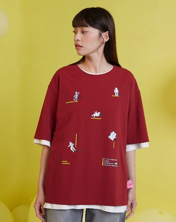 在太空漫步印花寬版T恤(兩色)