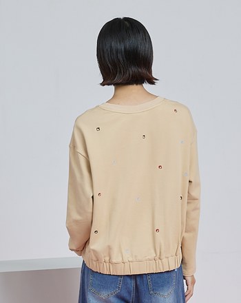 gozo幾何字母打褶短版大學T(兩色)