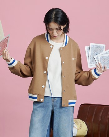 小刺繡太空棉配色棒球外套(兩色)