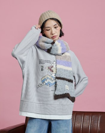 彩色條紋羊毛圍巾(兩色)