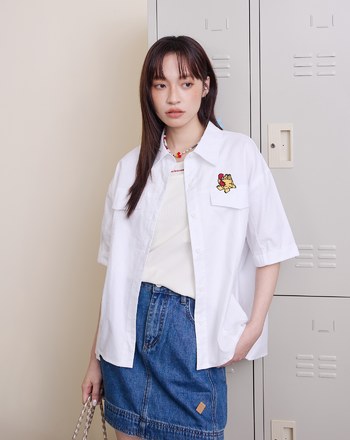 ➤gozox小虎❤️戀戀熱線粥短袖襯衫(兩色)