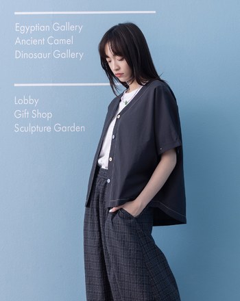 ➤配色鈕扣開襟連袖上衣(兩色)