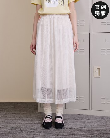 ➤網紗微透感鬆緊百褶裙(兩色)