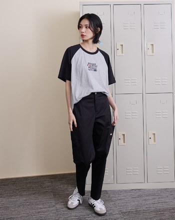 顯瘦剪接工裝男友褲(兩色)