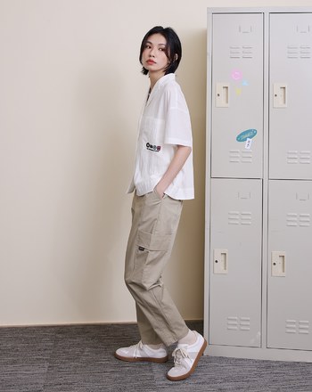 顯瘦剪接工裝男友褲(兩色)
