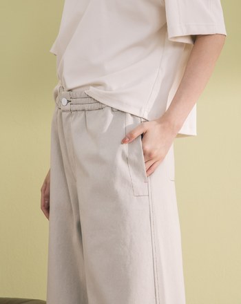 配色造型壓線仿牛仔男友褲(三色)