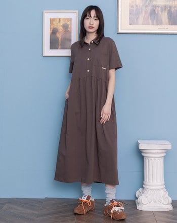 顯瘦收腰半開襟針織洋裝(兩色)