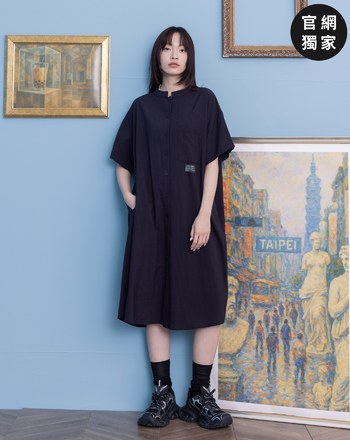 ➤開襟小立領直筒洋裝(兩色)