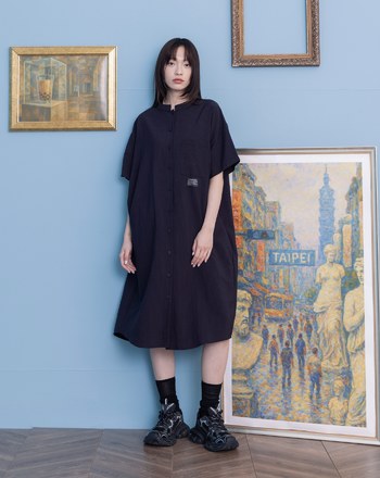 ➤開襟小立領直筒洋裝(兩色)
