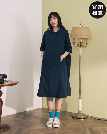 ➤顯瘦抓褶半開襟短袖洋裝(兩色)