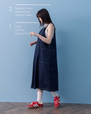 ➤抽繩收腰工裝吊帶裙(兩色)