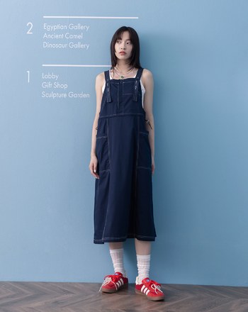 ➤抽繩收腰工裝吊帶裙(兩色)