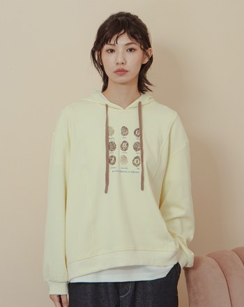 配色帽繩指紋印花帽T(兩色)