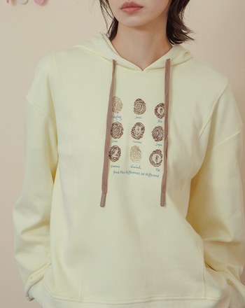 配色帽繩指紋印花帽T(兩色)