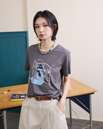 ➤雪人躲冰箱吹冷氣涼感T恤(三色)