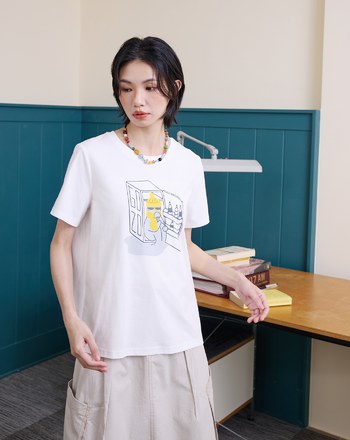 ➤雪人躲冰箱吹冷氣涼感T恤(三色)