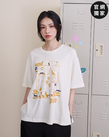 ➤抗皺插畫印花寬鬆涼感T恤(兩色)