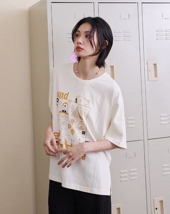 ➤抗皺插畫印花寬鬆涼感T恤(兩色)