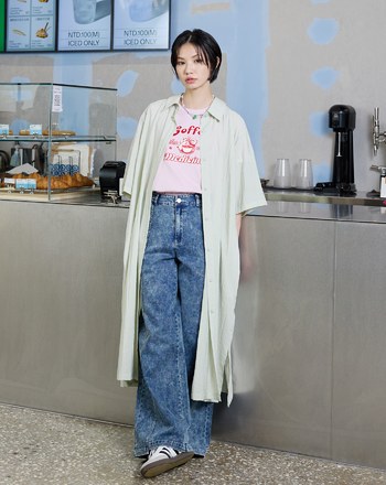 ➤咖啡杯涼感抗皺兩件式襯衫洋裝(兩色)