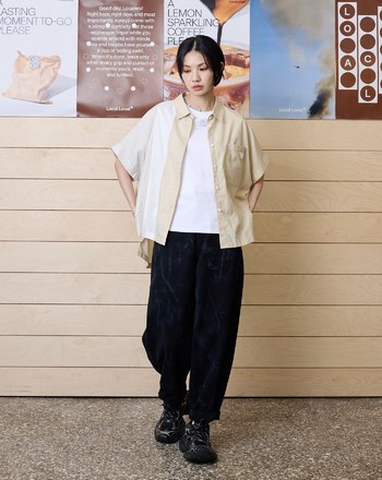 涼感天絲條紋拼接連袖襯衫(兩色)