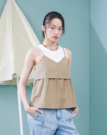 涼感天絲兩件式細肩帶背心(兩色)