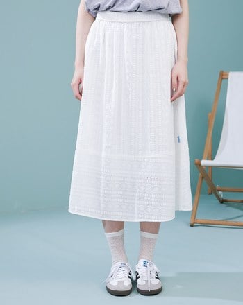 兩件式雪紡繡花鬆緊傘裙(兩色)