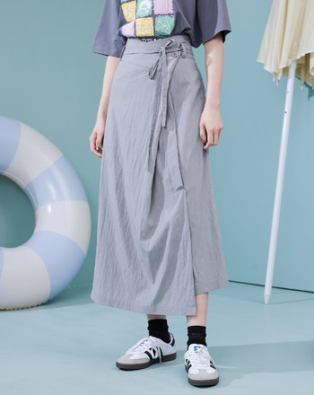 涼感天絲側釦裙片長裙(兩色)