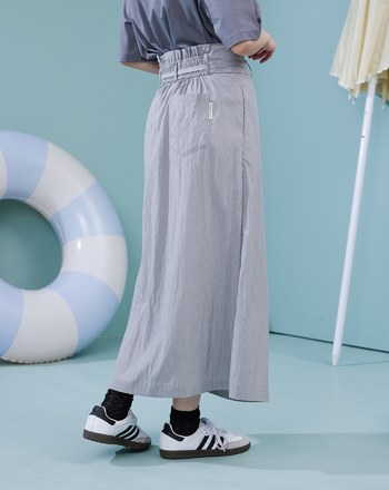 涼感天絲側釦裙片長裙(兩色)