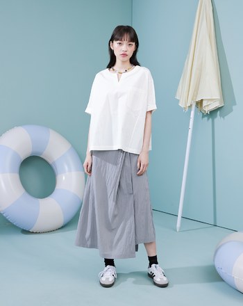 涼感天絲側釦裙片長裙(兩色)