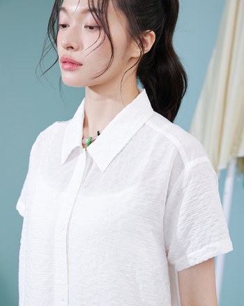 Sea you letter織紋天絲襯衫洋裝(兩色)