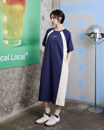 ➤gozo撞色拼接針織洋裝(兩色)