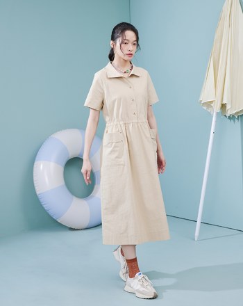 ➤顯瘦鬆緊腰頭工裝風洋裝(兩色)