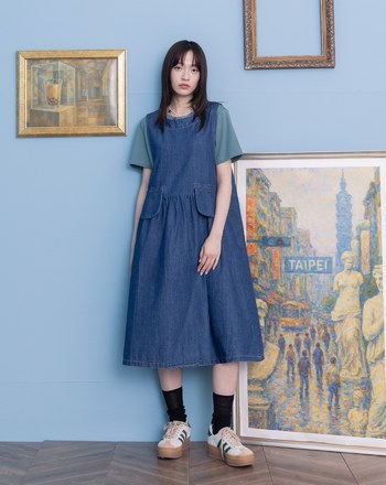 ➤口袋造型牛仔背心洋裝(兩色)