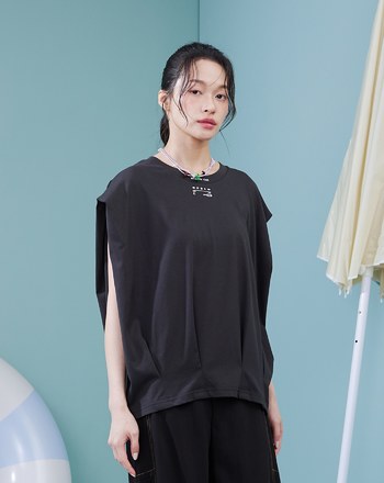 音樂撥放器抓褶連袖涼感上衣(兩色)