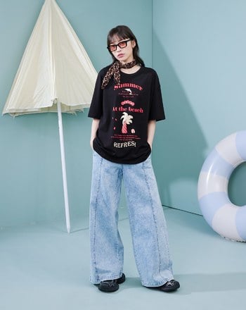 夏日椰子樹oversize涼感T恤(兩色)