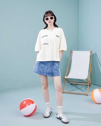 海邊CHILL一下標語寬袖涼感T恤(四色)