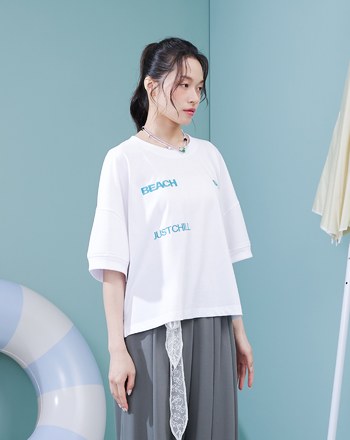 海邊CHILL一下標語寬袖涼感T恤(四色)