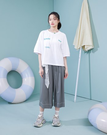 海邊CHILL一下標語寬袖涼感T恤(四色)